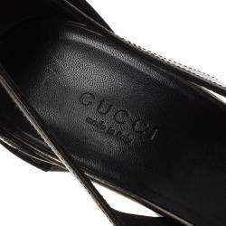 مملوكة مسبقًا Gucci Bronze Metallic Leather Ankle Strap Pumps Size 38.5