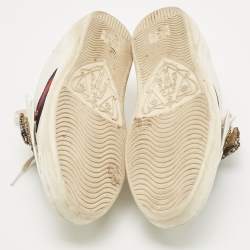 Gucci White Leather Ace Beaded Bow Lace Up Sneakers Size 38