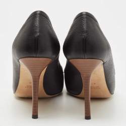 Pre Owned Gucci Black Leather Bamboo Horsebit Loafer Pumps Size 40