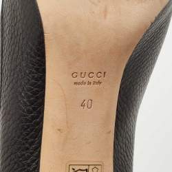 Pre Owned Gucci Black Leather Bamboo Horsebit Loafer Pumps Size 40
