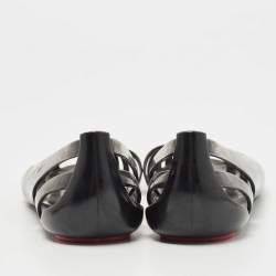 Pre Owned Gucci Black Rubber Interlocking Logo D'Orsay Ballet Flats Size 40