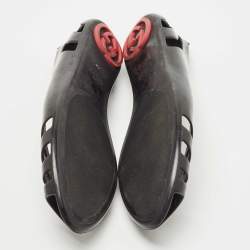 Pre Owned Gucci Black Rubber Interlocking Logo D'Orsay Ballet Flats Size 40
