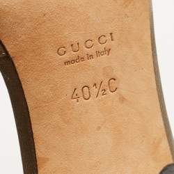 Gucci Metallic Leather Horsebit Slide Sandals Size 40.5