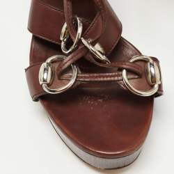 Gucci Brown Leather Gladiator Sandals Size 40.5