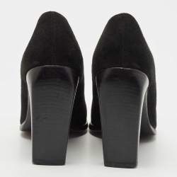 Pre Owned Gucci Black Suede Square Toe Pumps Size 38.5