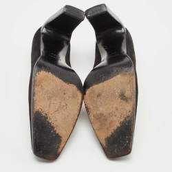 Pre Owned Gucci Black Suede Square Toe Pumps Size 38.5