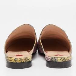 Gucci Multicolor Canvas Tiger Princetown Mules Size 37.5