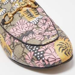 Gucci Multicolor Canvas Tiger Princetown Mules Size 37.5