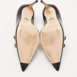 Pre Owned Gucci Black Leather Aneta Point Toe Pumps Size 39.5
