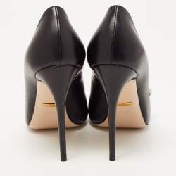Pre Owned Gucci Black Leather Aneta Point Toe Pumps Size 39.5