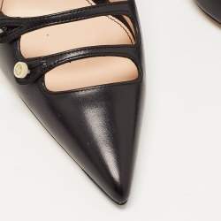 Pre Owned Gucci Black Leather Aneta Point Toe Pumps Size 39.5