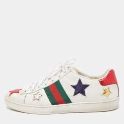 Gucci White Leather Star Ace Sneakers Size 38.5