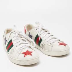 Gucci White Leather Star Ace Sneakers Size 38.5