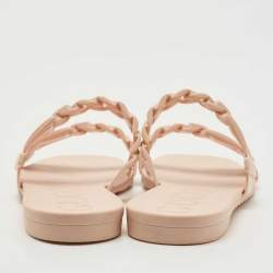 Gucci Beige Rubber Buckle Details Slide Flats Size 37