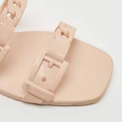 Gucci Beige Rubber Buckle Details Slide Flats Size 37