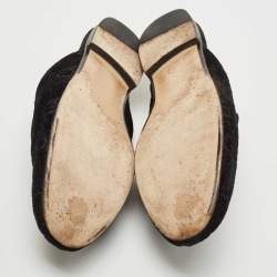 Pre Owned Gucci Black GG Velvet Princetown Horsebit Flat Mules Size 40.5