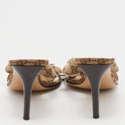 Pre Owned Gucci Brown Canvas Guccissima Bamboo Horsebit Sandals Size 39