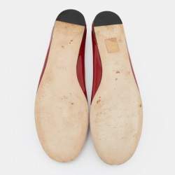 Pre Owned Gucci Red Patent Leather GG  Ballet Flats  Size 37