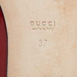 Pre Owned Gucci Red Patent Leather GG  Ballet Flats  Size 37