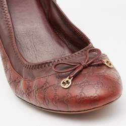 Pre Owned Gucci Brown Guccissima Leather Bow Scrunch Pumps Size 39