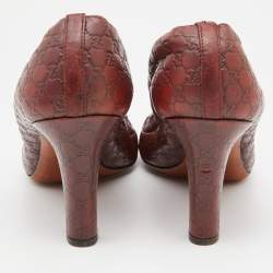 Pre Owned Gucci Brown Guccissima Leather Bow Scrunch Pumps Size 39