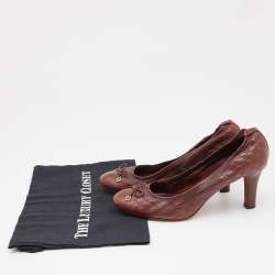 Pre Owned Gucci Brown Guccissima Leather Bow Scrunch Pumps Size 39