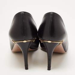 Pre Owned Gucci Black Leather Pointed Toe Pumps Size 36.5