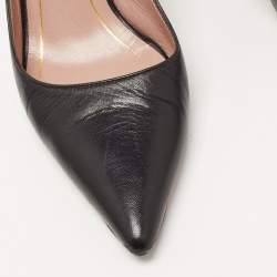 Pre Owned Gucci Black Leather Pointed Toe Pumps Size 36.5