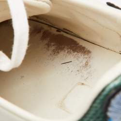 مملوكة مسبقًا Gucci White Leather Floral Ace Sneakers Size 39