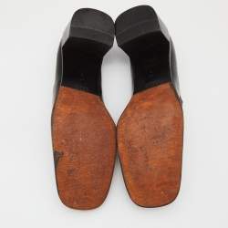 Pre Owned Gucci Black Leather Block Heel Loafer Pumps Size 40