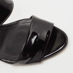 Pre Owned Gucci Black Patent Leather Drew Ankle Strap Sandals Size 39