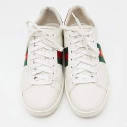 Pre Owned Gucci White Leather Ace Low Top Sneakers Size 37