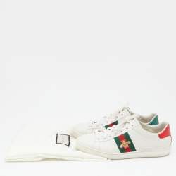 Pre Owned Gucci White Leather Ace Low Top Sneakers Size 37