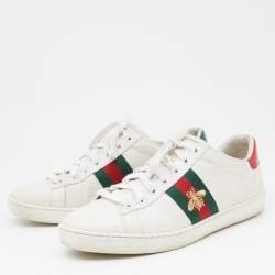 Pre Owned Gucci White Leather Ace Low Top Sneakers Size 37