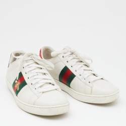 Pre Owned Gucci White Leather Ace Low Top Sneakers Size 37