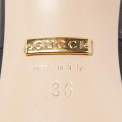 Pre Owned Gucci Black Leather Sylvie Chain Ankle Strap Sandals Size 36