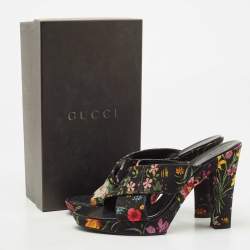مملوكة مسبقًا Gucci Multicolor Canvas Floral Print Slides Size 39.5