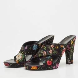 مملوكة مسبقًا Gucci Multicolor Canvas Floral Print Slides Size 39.5