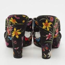 مملوكة مسبقًا Gucci Multicolor Canvas Floral Print Slides Size 39.5