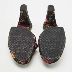 مملوكة مسبقًا Gucci Multicolor Canvas Floral Print Slides Size 39.5