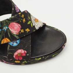 مملوكة مسبقًا Gucci Multicolor Canvas Floral Print Slides Size 39.5