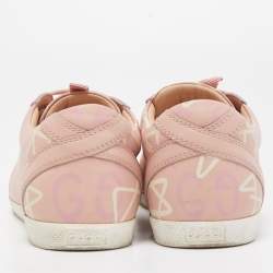 مملوكة مسبقًا Gucci Pink Leather Ghost Lace Up Low Top Sneakers Size 39