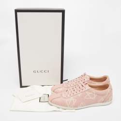 مملوكة مسبقًا Gucci Pink Leather Ghost Lace Up Low Top Sneakers Size 39