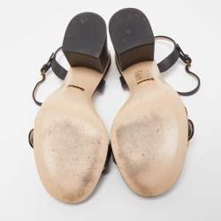Gucci Black Leather GG Marmont Ankle Strap Sandals Size 36