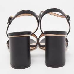 Gucci Black Leather GG Marmont Ankle Strap Sandals Size 36