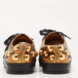 Pre Owned Gucci Metallic Leather Babouska Studded Praga Sneakers Size 36