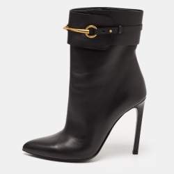 Gucci Black Leather Ankle Boots Size 39.5