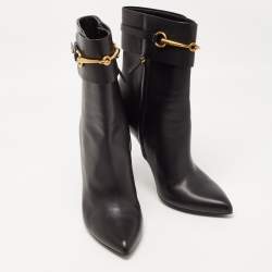 Gucci Black Leather Ankle Boots Size 39.5