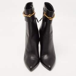 Gucci Black Leather Ankle Boots Size 39.5