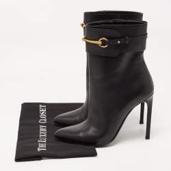 Gucci Black Leather Ankle Boots Size 39.5
